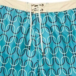Mr. Swim Trunks Men’s SIZE 32 Lined Pocket Retro Aqua Blue MCM Surfer Beach Wave
